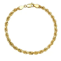 Mens 14k Yellow Gold 8.5" Thick 4.5mm Rope Chain Bracelet