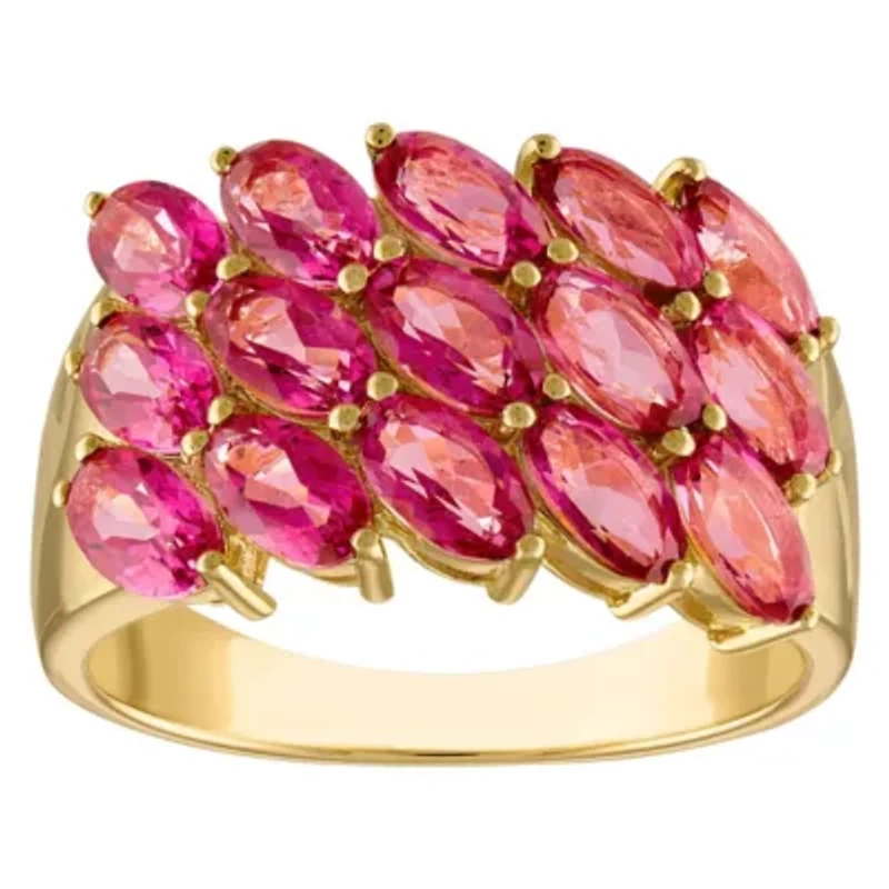 Lab Created Rose Gold Plated Simulated Pink Sapphire Ring