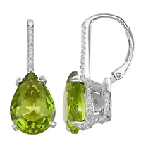 Lab Created Sterling Silver Simulated Peridot Leverback