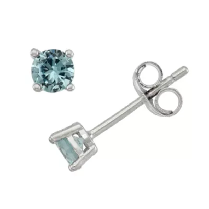 Lab Created Sterling Silver 4mm Round Cz Stud Earrings