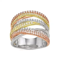 Lab Created Tri-Gold Plated Cz Statement Ring