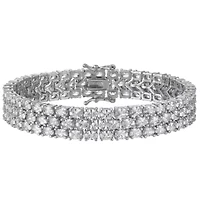 Lab Created Silver Plated 3X4mm Oval Cz Bracelet