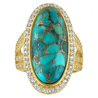 Gold Plated Sterling Silver Copper Turquoise And Cr White Sapphire Ring