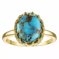 Gold Plated Sterling Silver Copper Turquoise Crown Ring