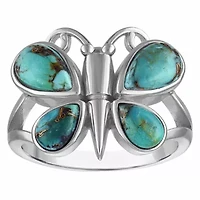 Sterling Silver Blue Copper Turquoise Butterfly Ring