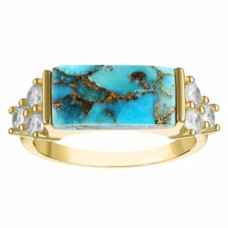 Gold Plated Sterling Silver Copper Turquoise Ring