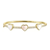 Gold Plated Mother Of Pearl Heart Bangle