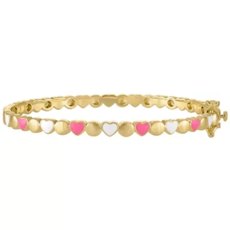 Gold-Plated Heart Enamel Bangle