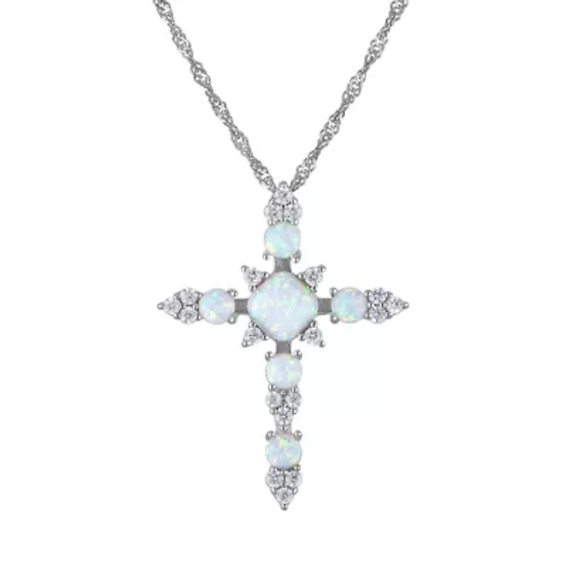 Sterling Silver Cr Opal Cross Pendant