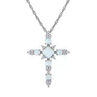 Sterling Silver Cr Opal Cross Pendant