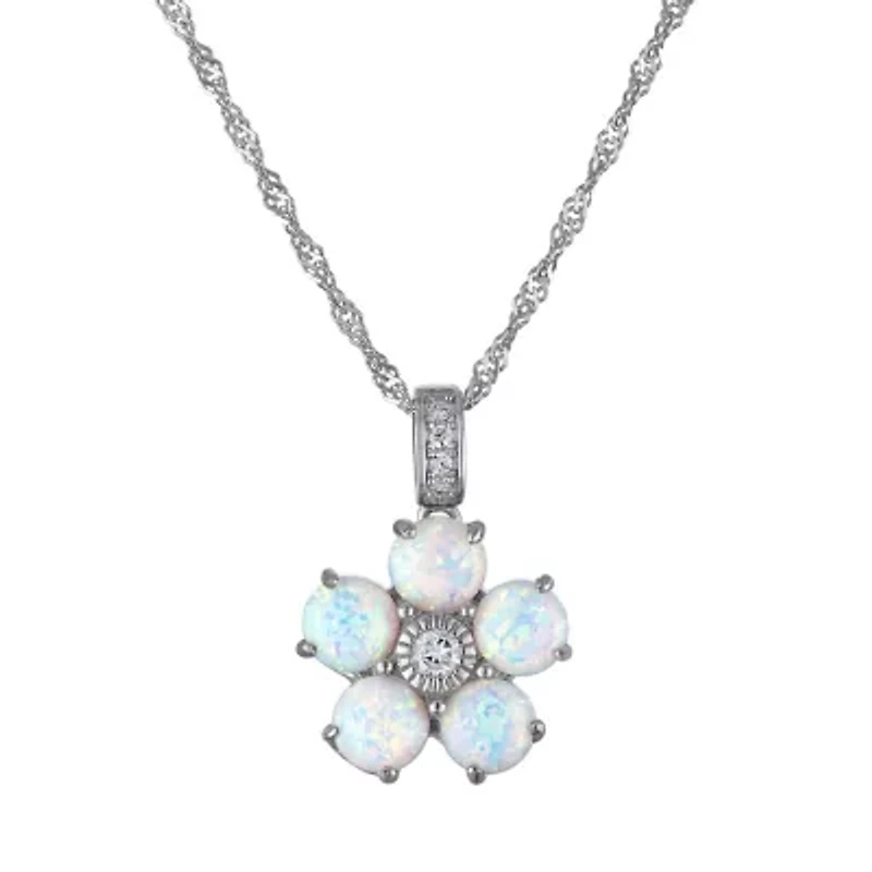Sterling Silver Cr Opal Flower Pendant
