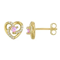 Gold Plated Silver Cr Opal Heart Earrings