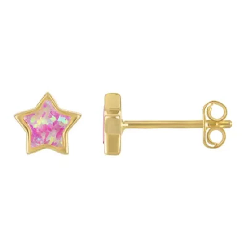 Gold Plated Silver Cr Opal Star Earrings