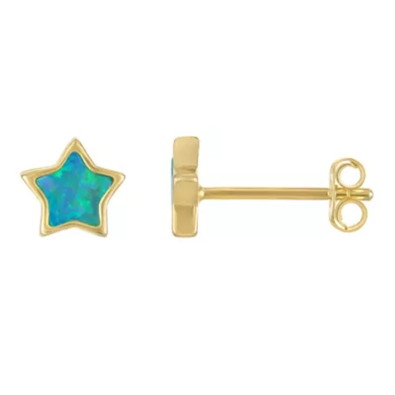 Gold Plated Silver Cr Opal Star Earrings