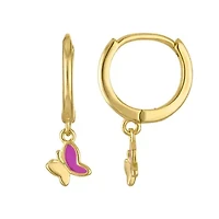 Gold Plated Silver Butterfly Dangle Earrings