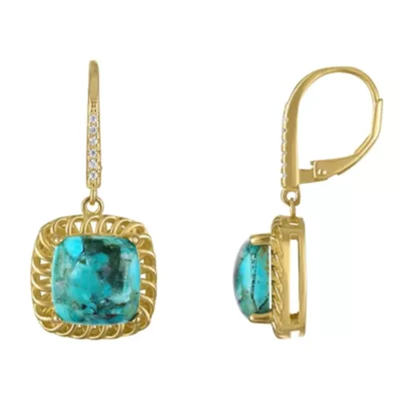 Gold Plated Sterling Silver Copper Turquoise Earrings