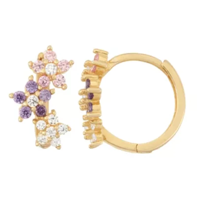 Lab Created Sterling Silver Cz Huggie Earrings