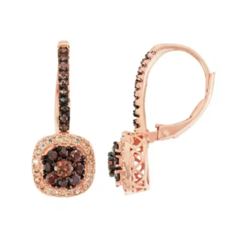 Lab Created Sterling Silver Mocha Cz Leverback Earring