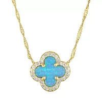 Gold Plated Silver Cr Opal Clover Necklace
