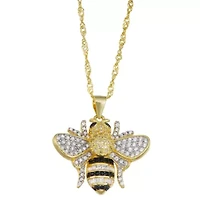 Lab Created Sterling Silver Black And White Cz Bee With Chain