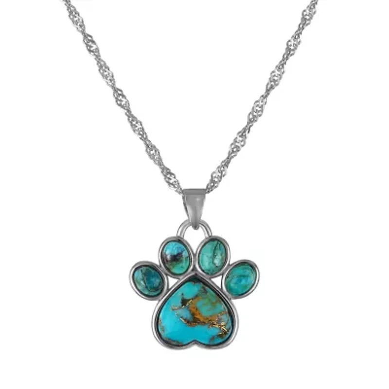 Sterling Silver Copper Turquoise Dog Paw Pendant