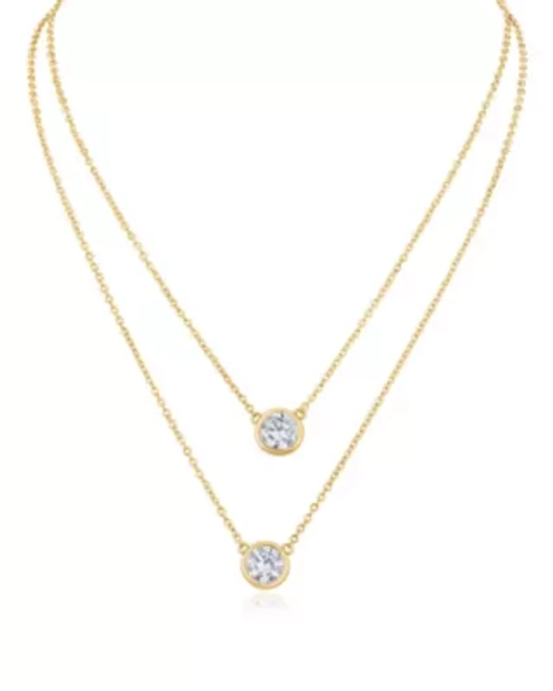 Layed Round CZ Bezel Necklace