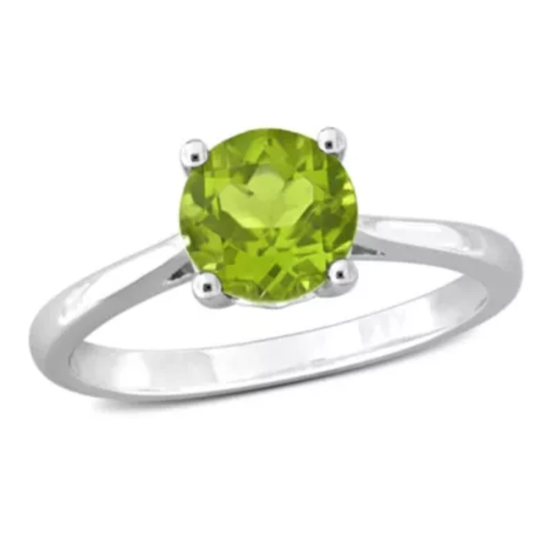 Peridot Solitaire Ring Sterling Silver