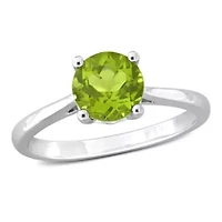Peridot Solitaire Ring Sterling Silver