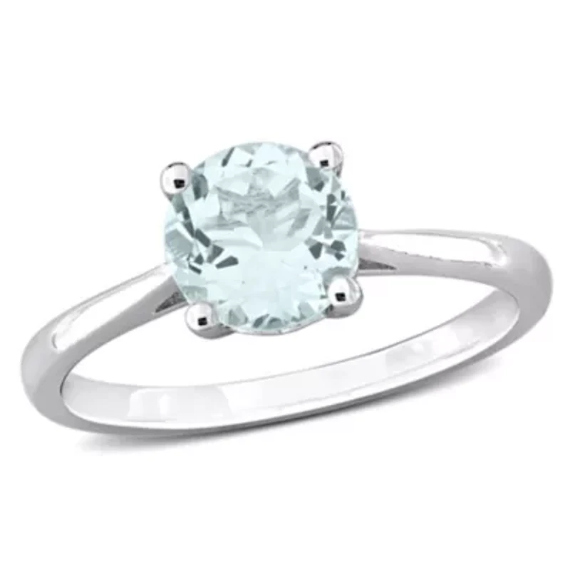 Aquamarine Solitaire Ring Sterling Silver