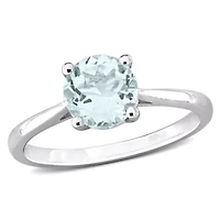 Aquamarine Solitaire Ring Sterling Silver