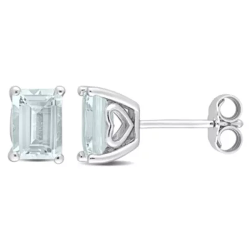 Aquamarine Stud Earrings in Sterling Silver