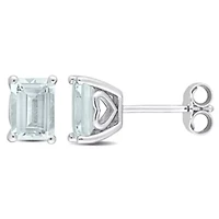Aquamarine Stud Earrings in Sterling Silver