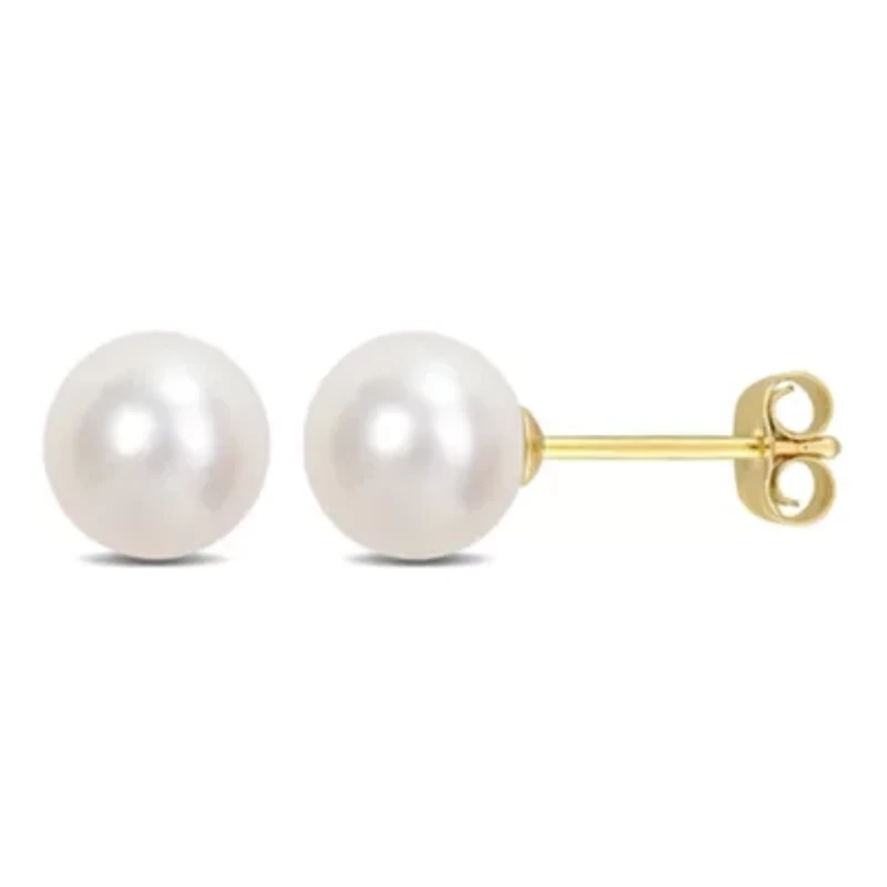 6-6.5mm Freshwater Cultured Pearl Stud Earrings in 14K Yellow Gold
