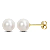 6-6.5mm Freshwater Cultured Pearl Stud Earrings in 14K Yellow Gold