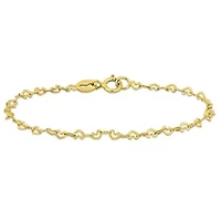 2mm Heart Link Baby Bracelet in 14K Yellow Gold