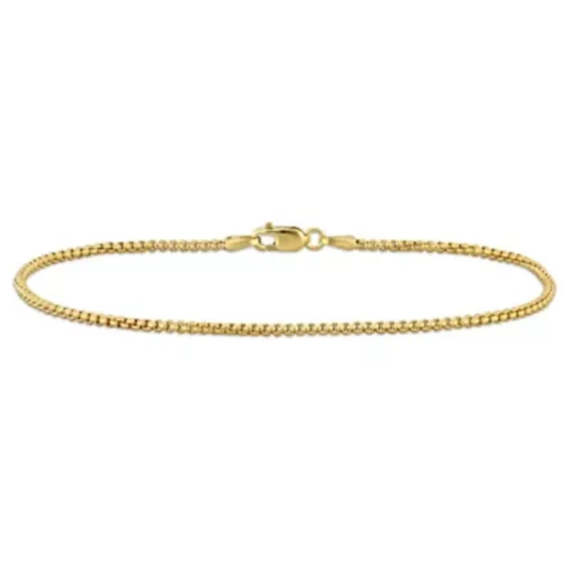 1.6mm Round Box Link Bracelet in 10K Yellow Gold