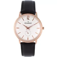 Peugeot Men's 40mm Rose Gold Vintage Remote Sweep Leather Strap Watch