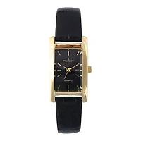 Peugeot Women's 34x20mm Contour Dress Watch Black Leather Strap