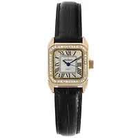 Peugeot Women's 34x24mm Tank Watch with Crystal Bezel Leather Strap