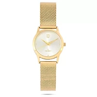 Peugeot Women's 30mm Wafer Slim Gold Plated Case Watch Champagne Dial with Mesh Band