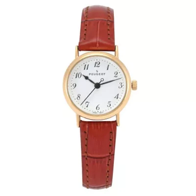Womens Small Face Easy Read Minimalist Brown Leather Strap Watch