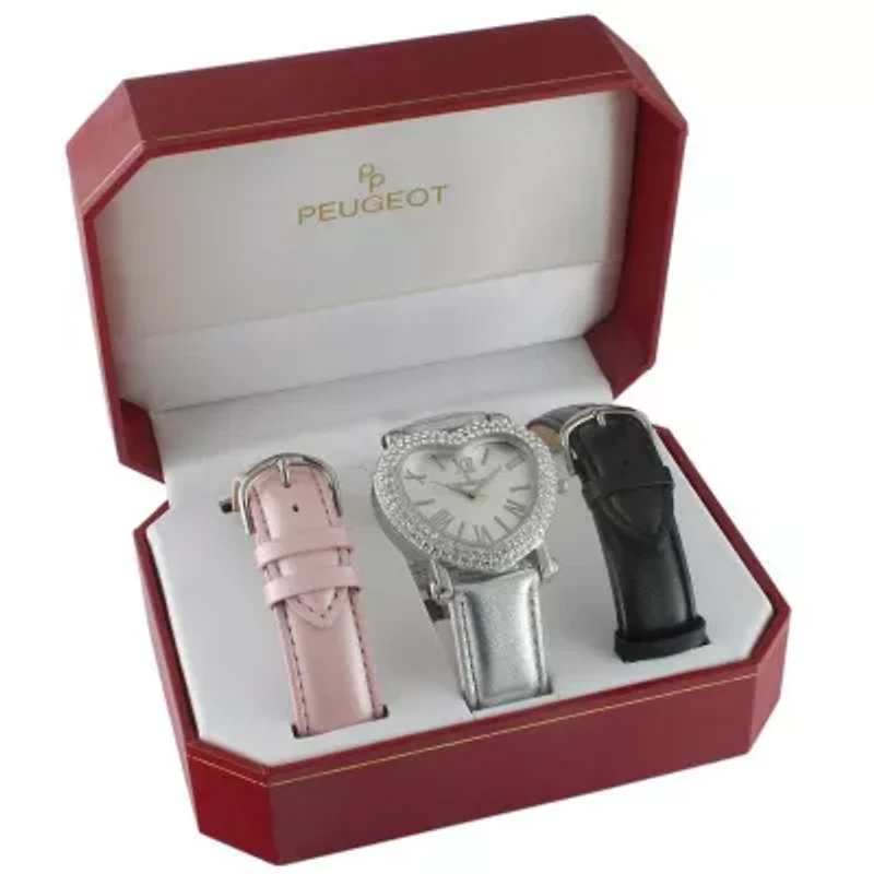 Women's Heart Shaped Watch Gift Set with Interchangeable Bands