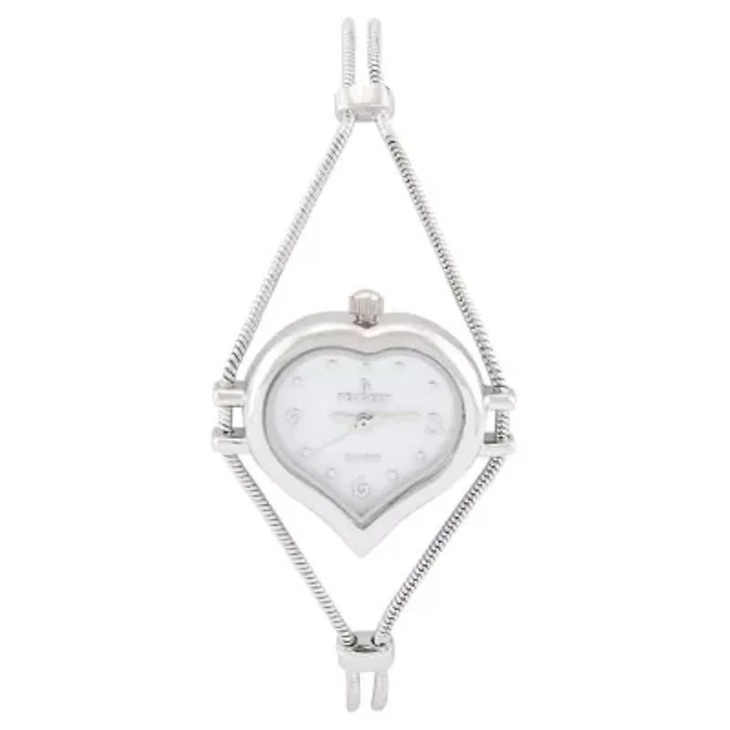Womens Silver Heart Shape Wire Watch with White dial