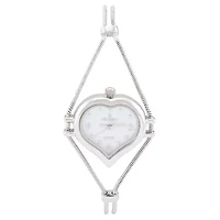 Womens Silver Heart Shape Wire Watch with White dial