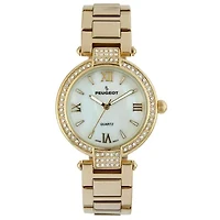 Women 38mm Gold Plated Bracelet Watch With Crystal Bezel