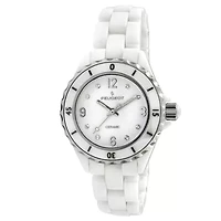 Peugeot Women's 36mm White Genuine Ceramic Watch with Sport Bezel