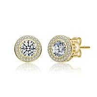 Lab Created Round Halo Stud Earrings with Clear Cubic Zirconia