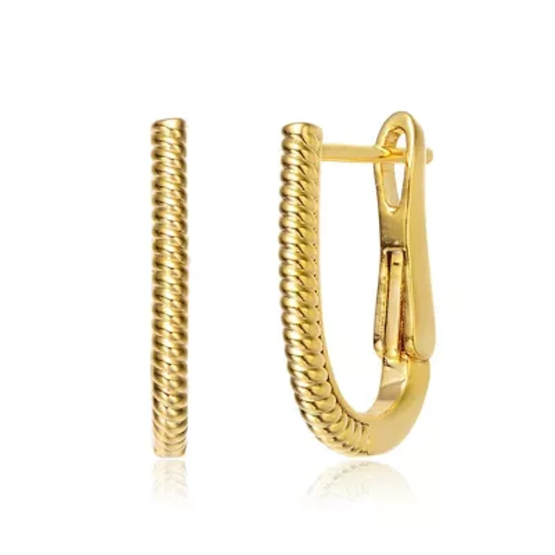 Lab Created "U" Small Hoop Earrings for Teens