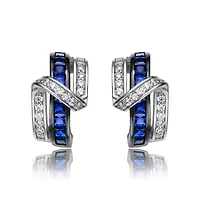 Lab Created Sterling Silver with Colored Cubic Zirconia Cross Path Stud Earrings