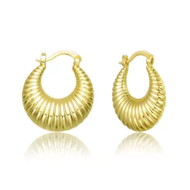 Lab Created Seashell Long Hoop Saddle Back Earrings